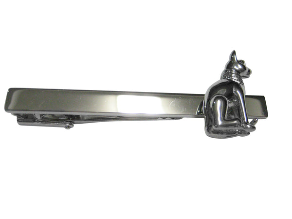 Silver Toned Shiny Egyption Cat Tie Clip