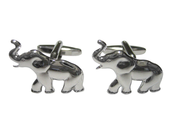 Silver Toned Shiny Elephant Cufflinks