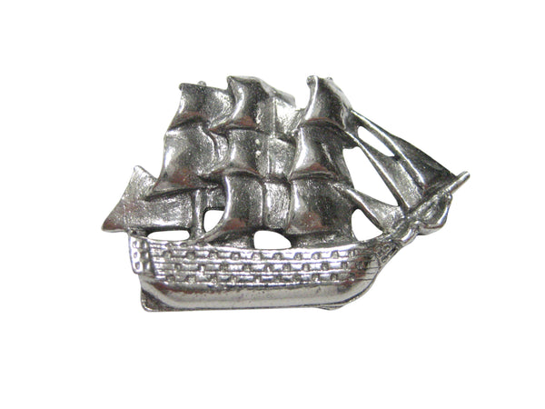 Silver Toned Shiny Galleon Old Ship Magnet