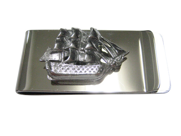 Silver Toned Shiny Galleon Old Ship Money Clip