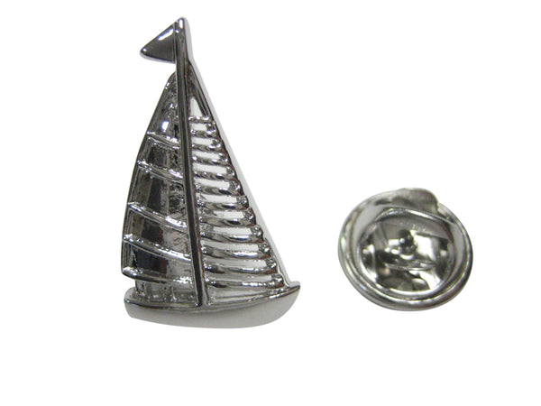 Silver Toned Shiny Nautical Sail Boat Lapel Pin