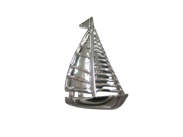 Silver Toned Shiny Nautical Sail Boat Magnet