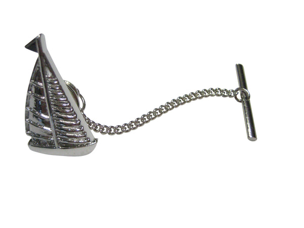 Silver Toned Shiny Nautical Sail Boat Tie Tack