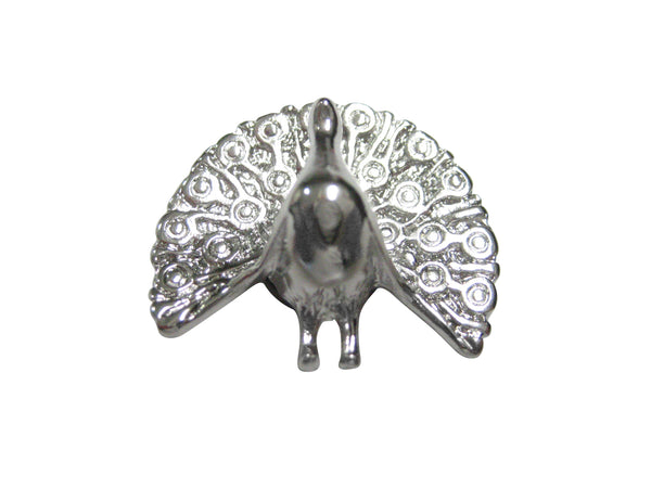 Silver Toned Shiny Peacock Bird Magnet