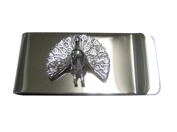 Silver Toned Shiny Peacock Bird Money Clip