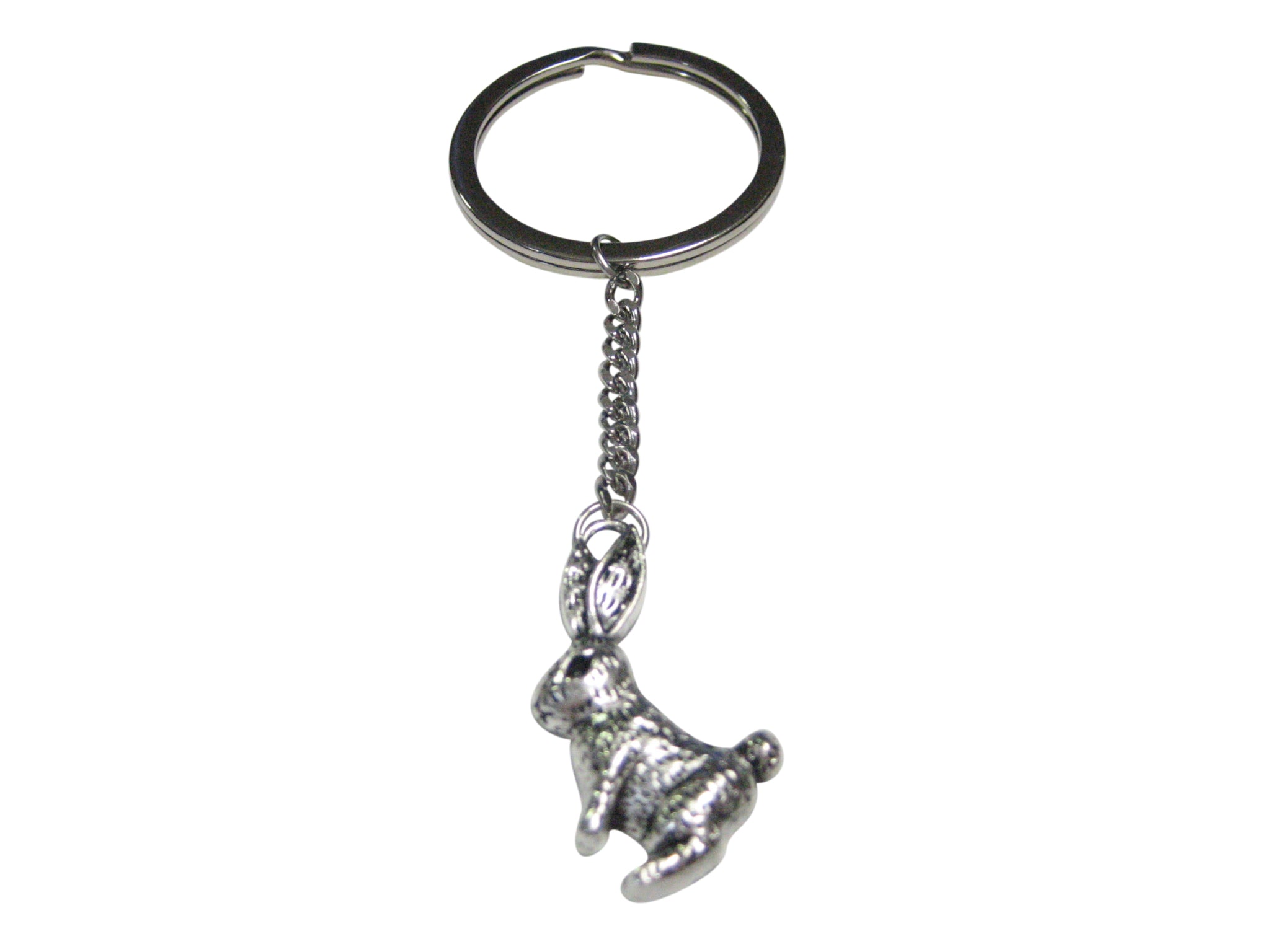 Silver Toned Shiny Rabbit Hare Pendant Keychain