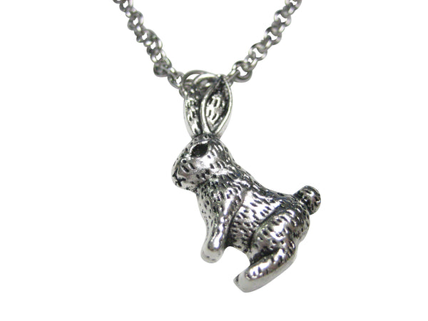Silver Toned Shiny Rabbit Hare Pendant Necklace