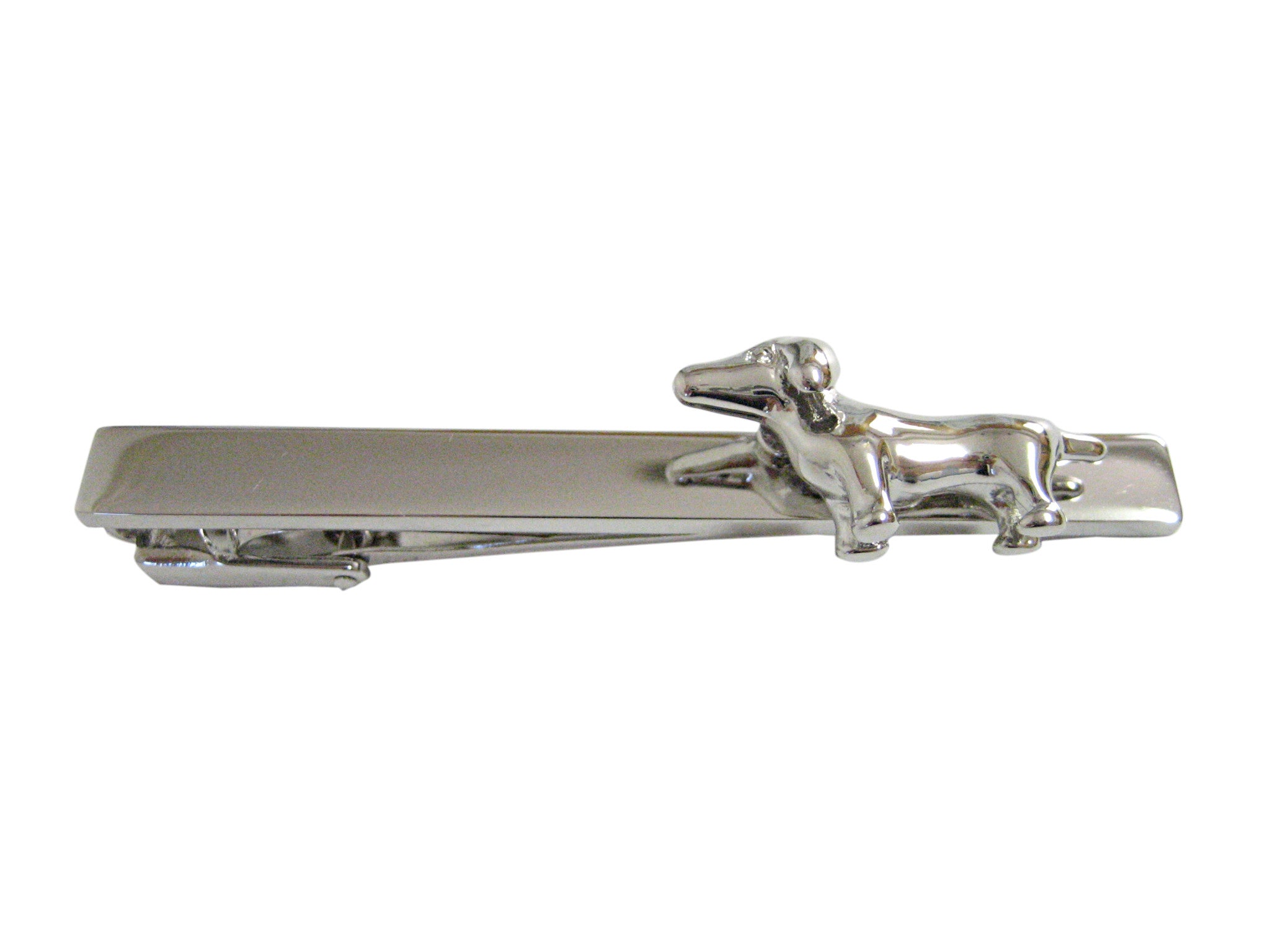 Silver Toned Shiny Small Dog Square Tie Clip