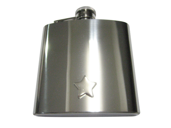 Silver Toned Shiny Star 6oz Flask