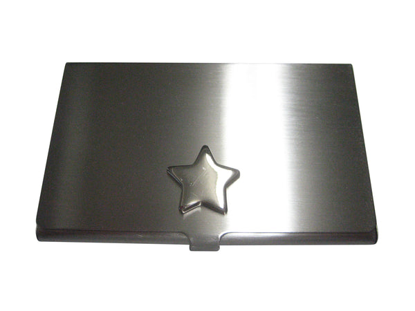 Silver Toned Shiny Star Business Card Holder