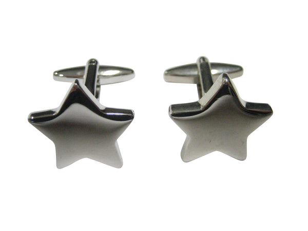 Silver Toned Shiny Star Cufflinks