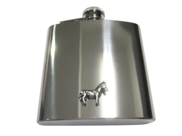 Silver Toned Shiny Textured Donkey 6oz Flask