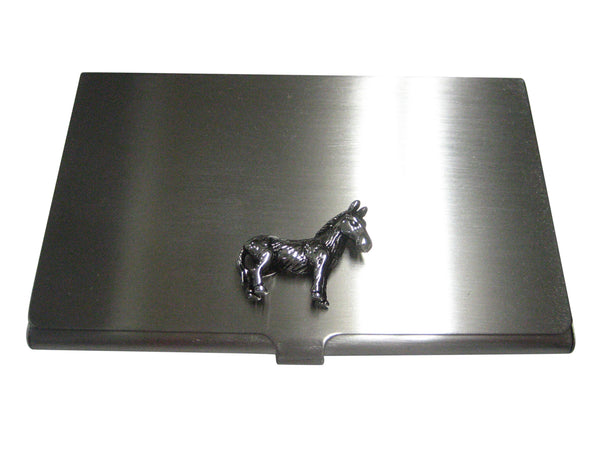 Silver Toned Shiny Textured Donkey Business Card Holder