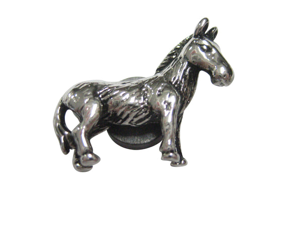 Silver Toned Shiny Textured Donkey Magnet