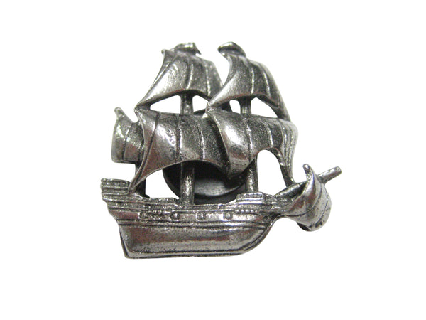 Silver Toned Simple Galleon Old Ship Magnet