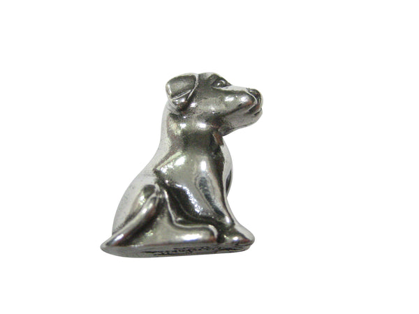 Silver Toned Sitting Dog Magnet