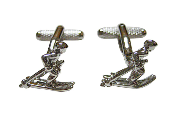 Silver Toned Skier Cufflinks