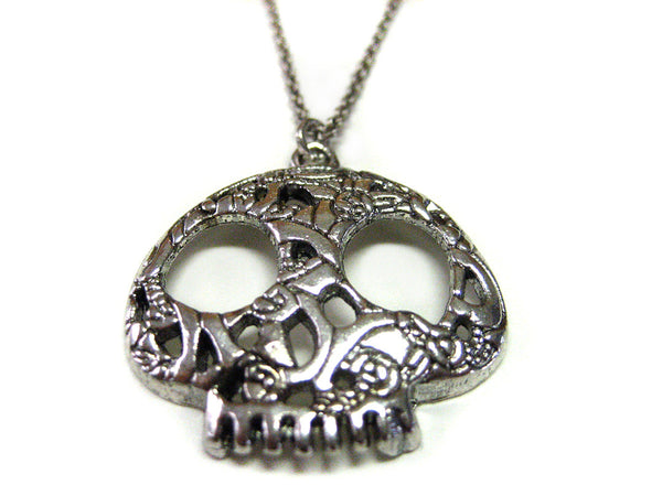 Silver Toned Skull Charm Necklace