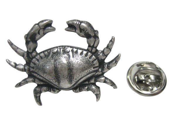Silver Toned Sleek Crab Lapel Pin