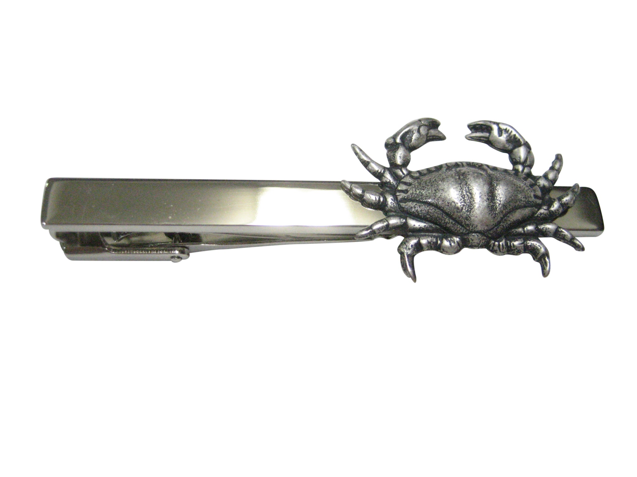 Silver Toned Sleek Crab Tie Clip