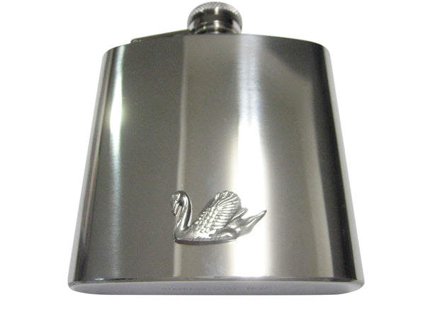 Silver Toned Sleek Swan Bird 6oz Flask