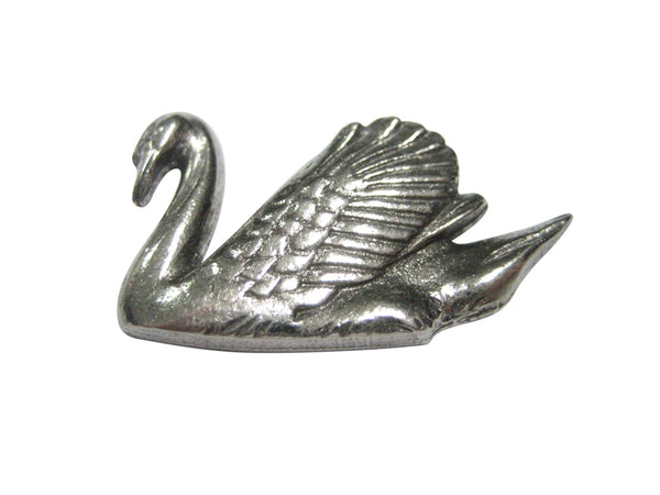 Silver Toned Sleek Swan Bird Magnet