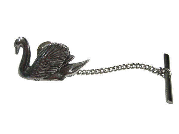 Silver Toned Sleek Swan Bird Tie Tack