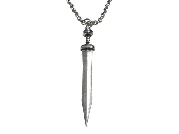 Silver Toned Sleek Sword Pendant Necklace