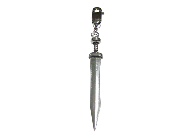Silver Toned Sleek Sword Pendant Zipper Pull Charm