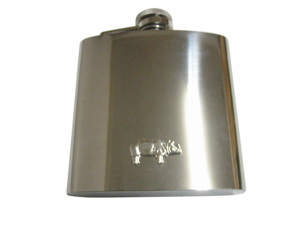 Silver Toned Small Rhino Pendant 6 Oz. Stainless Steel Flask