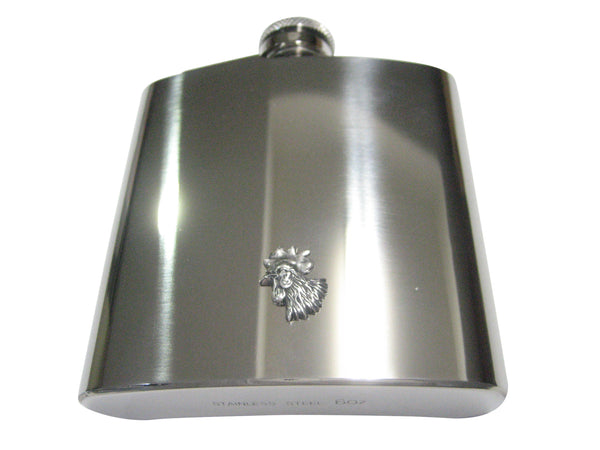 Silver Toned Small Rooster Chicken Head 6oz Flask