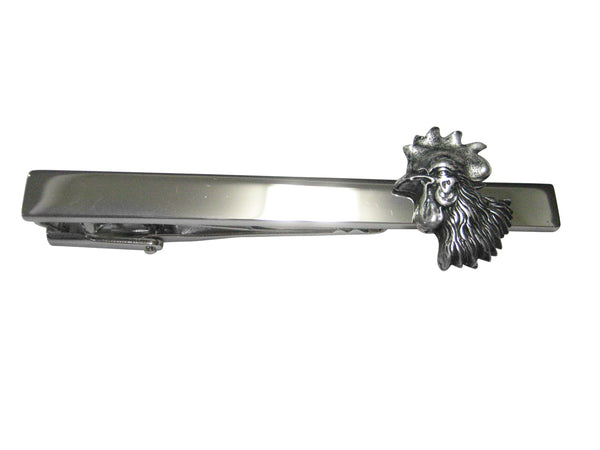 Silver Toned Small Rooster Chicken Head Tie Clip