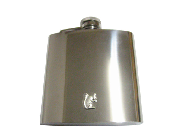 Silver Toned Small Squirrel Pendant 6 Oz. Stainless Steel Flask