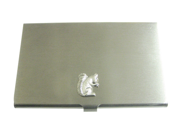 Silver Toned Small Squirrel Pendant Business Card Holder