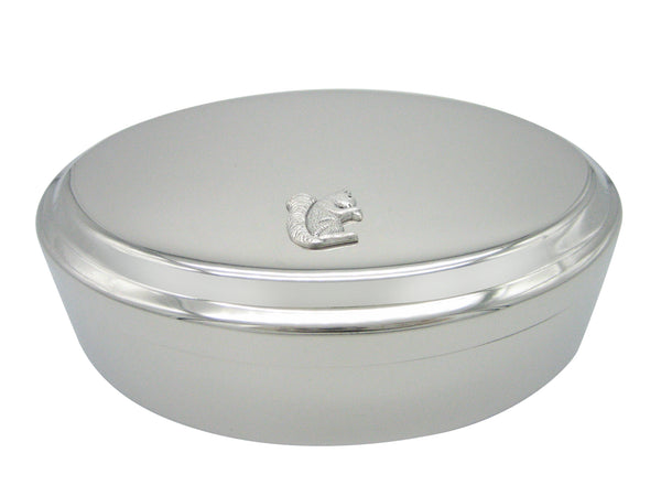 Silver Toned Small Squirrel Pendant Oval Trinket Jewelry Box