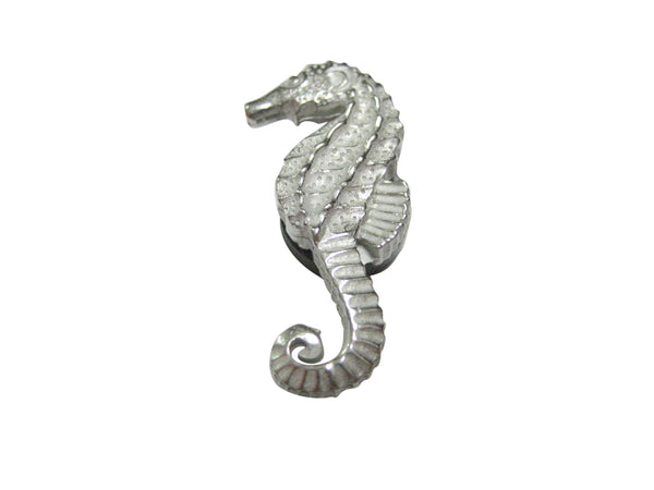 Silver Toned Small Textured Sea Horse Magnet