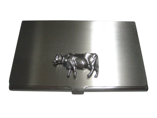 Silver Toned Smooth Cow Business Card Holder