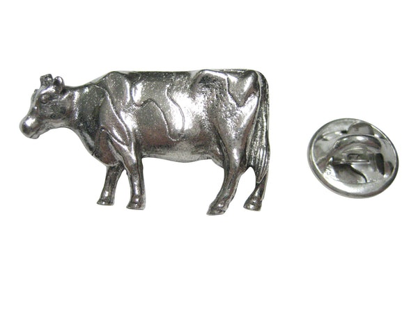 Silver Toned Smooth Cow Lapel Pin