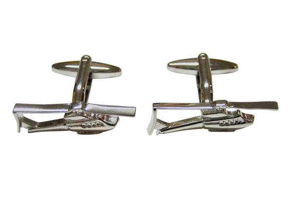 Silver Toned Smooth Helicopter Cufflinks