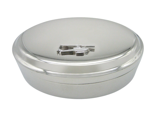 Silver Toned Smooth Helicopter Oval Trinket Jewelry Box