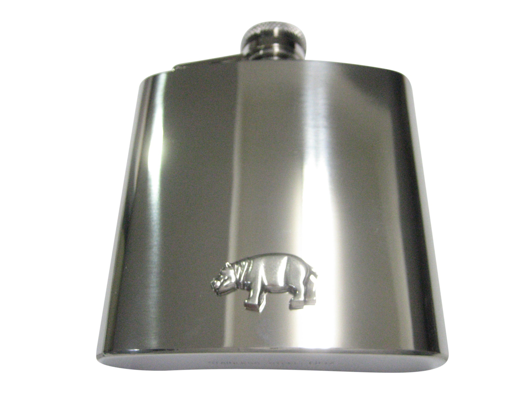 Silver Toned Smooth Hippo 6oz Flask