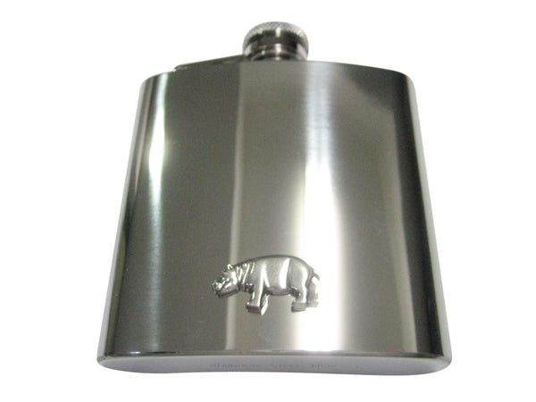 Silver Toned Smooth Hippo 6oz Flask