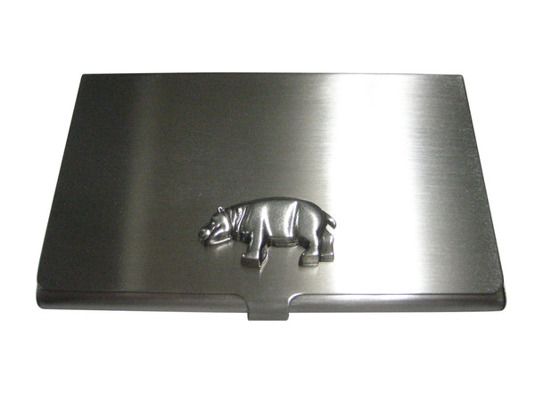 Silver Toned Smooth Hippo Business Card Holder