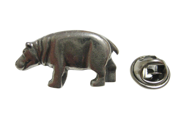 Silver Toned Smooth Hippo Lapel Pin