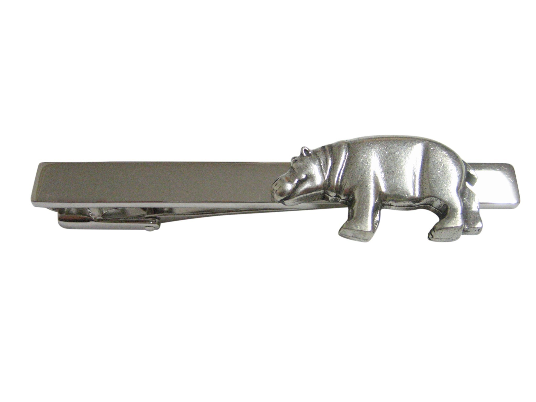 Silver Toned Smooth Hippo Square Tie Clip