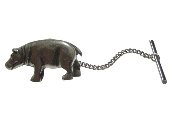 Silver Toned Smooth Hippo Tie Tack