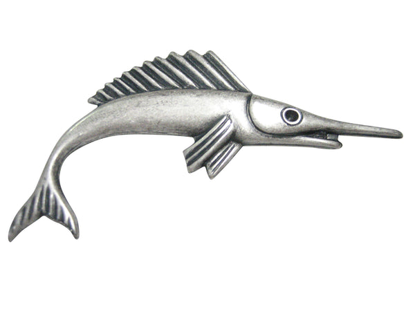Silver Toned Smooth Marlin Fish Magnet