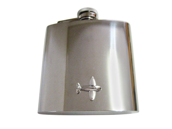 Silver Toned Smooth Plane 6 Oz. Stainless Steel Flask