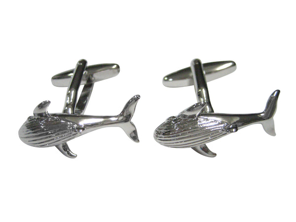 Silver Toned Smooth Whale Cufflinks