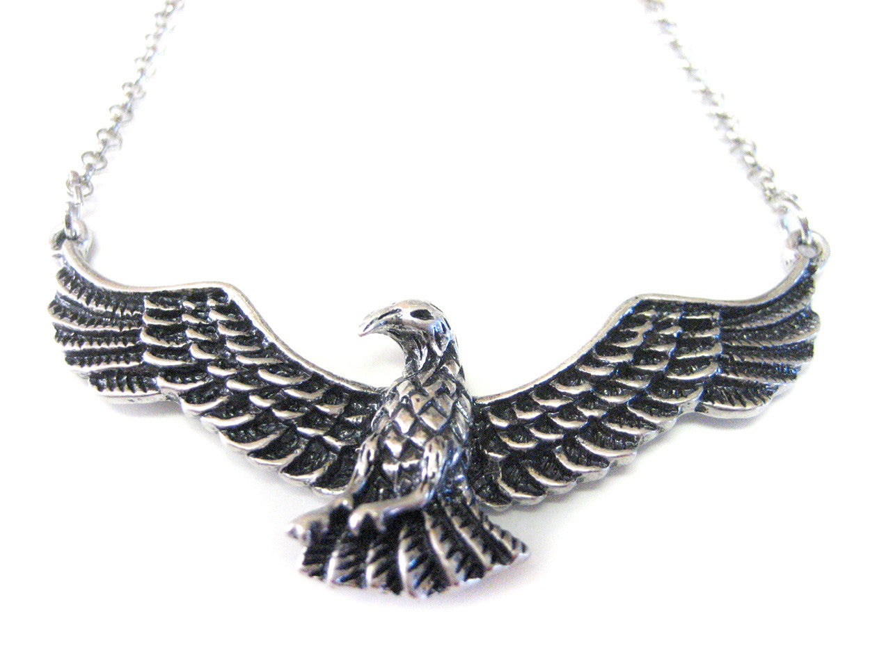 Silver Toned Soaring Bird Necklace